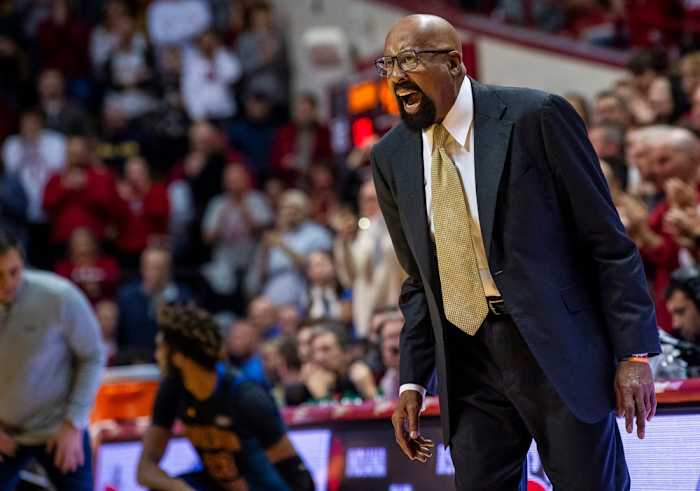 Indiana coach Mike Woodson instructs his team during the second half of the Hoosiers' game with Morehead State on Tuesday,